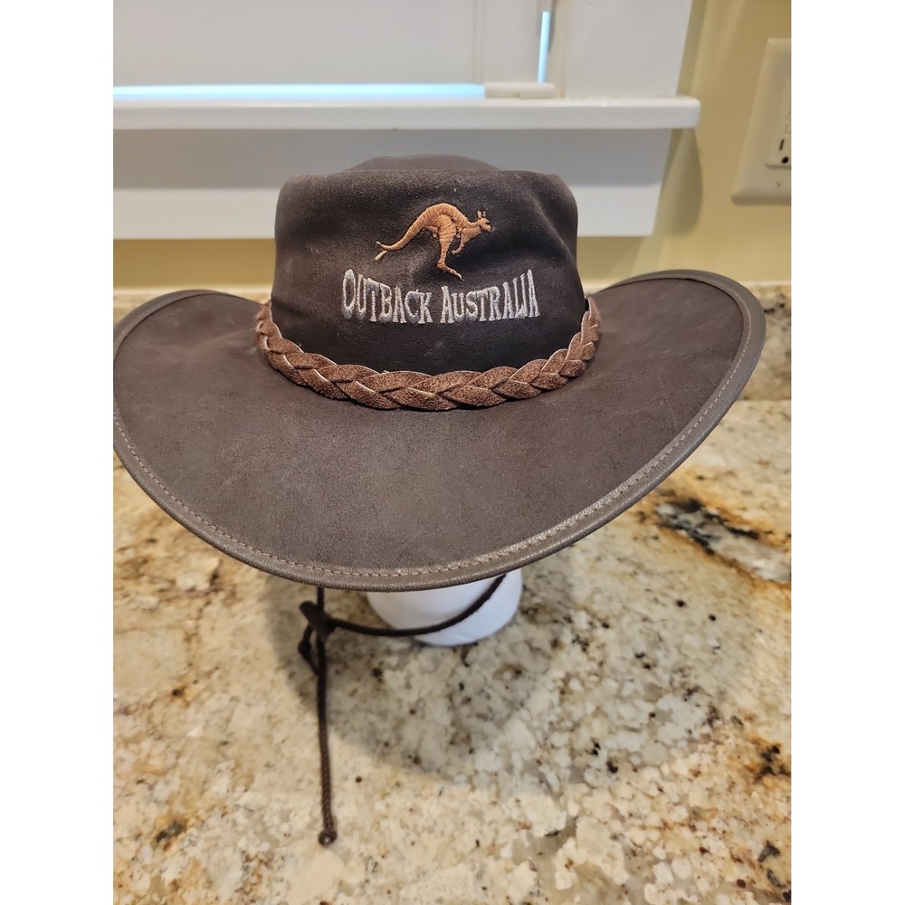 Wallaroo Leather Outback Australia Hat Brown Large Crocodile Dundee. Grizzly